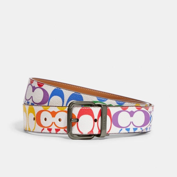 COACH ROLLER BUCKLE CUT-TO-SIZE REVERSIBLE BELT RAINBOW SIGNAT.:NWT PRID… - Picture 1 of 7